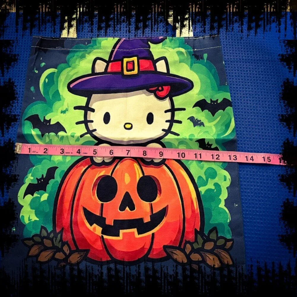 Hello Kitty 45x55 inch Halloween Themed Plush Blanket & Pillow/Trick - Treat Bag
